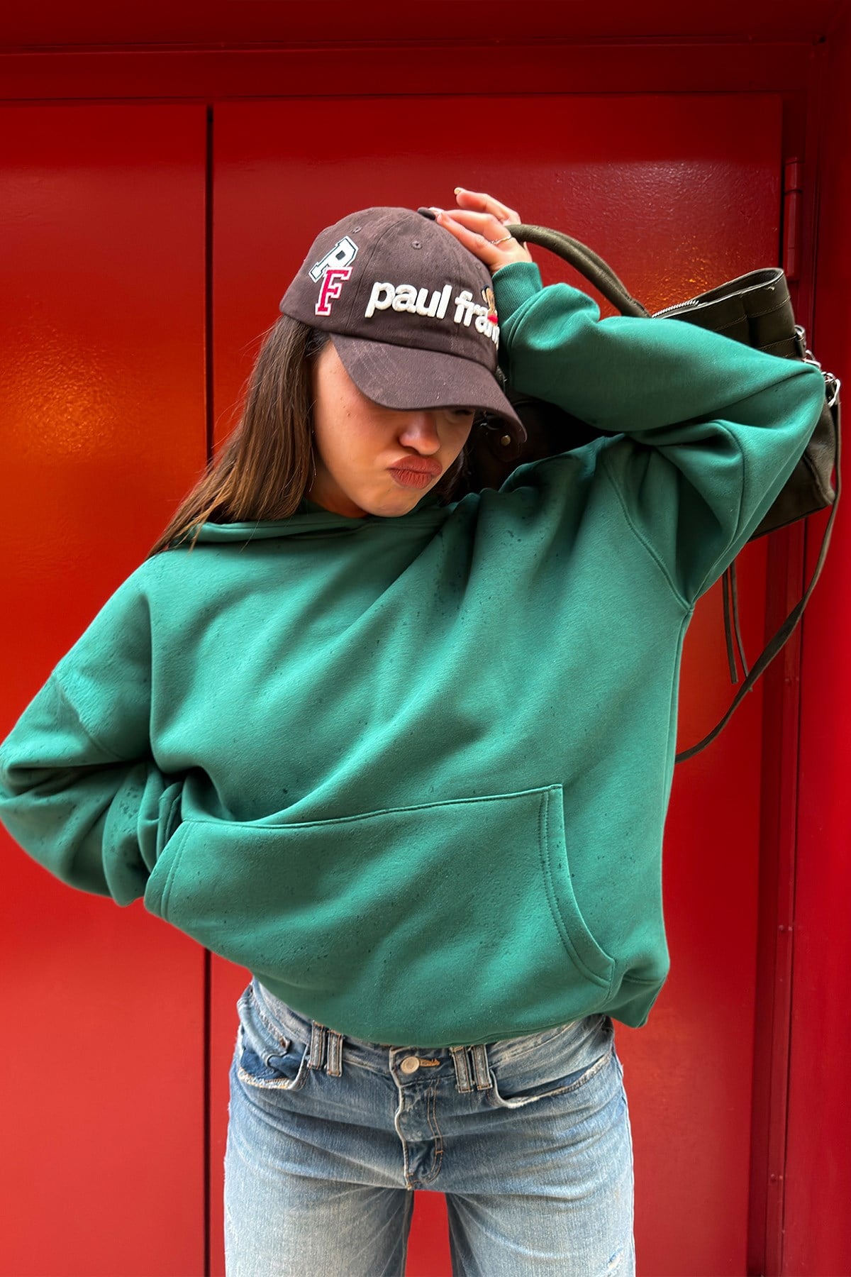 FW Cool Puff Boxy Fit Green Hoodie
