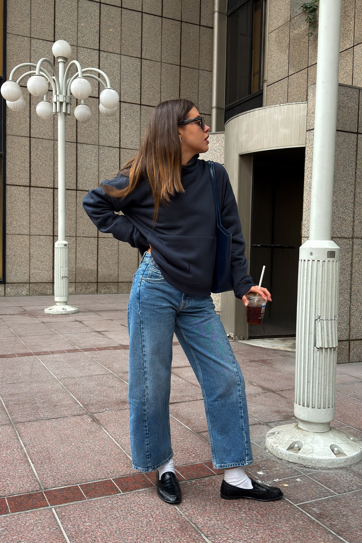 FW Cool Puff Boxy Fit Navy Blue Hoodie