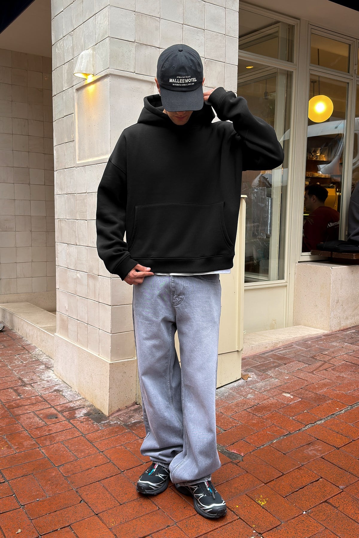FW Cool Puff Boxy Fit Black Hoodie