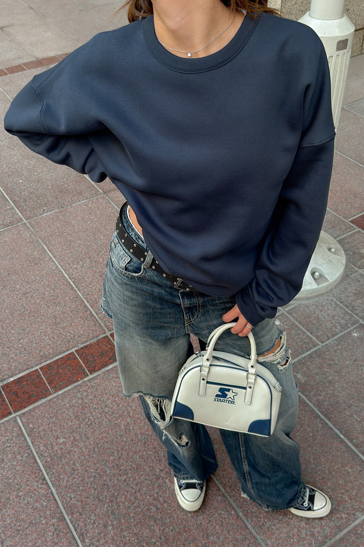 FW Star Cool Puff Boxy Fit Navy Blue Sweat
