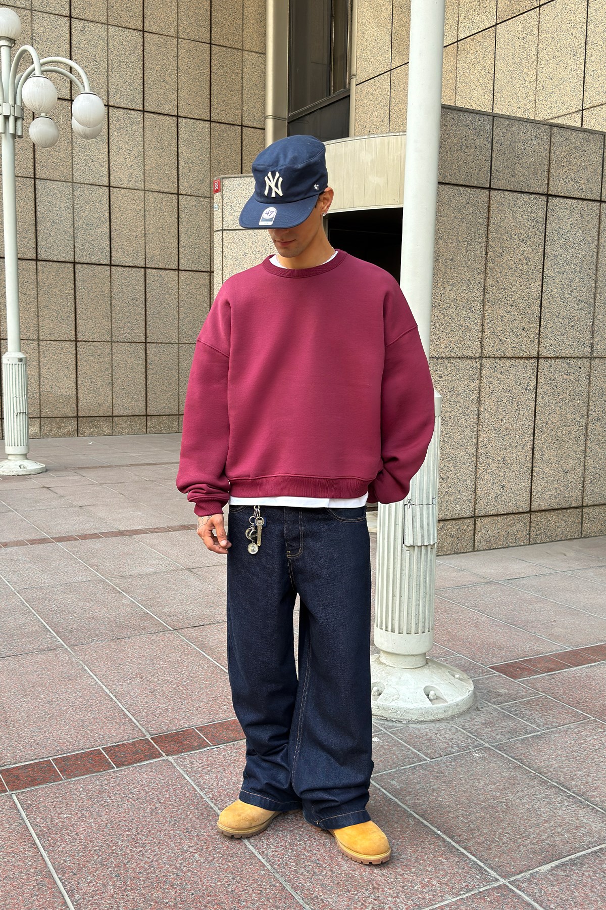 FW Star Cool Puff Boxy Fit Burgundy Sweat