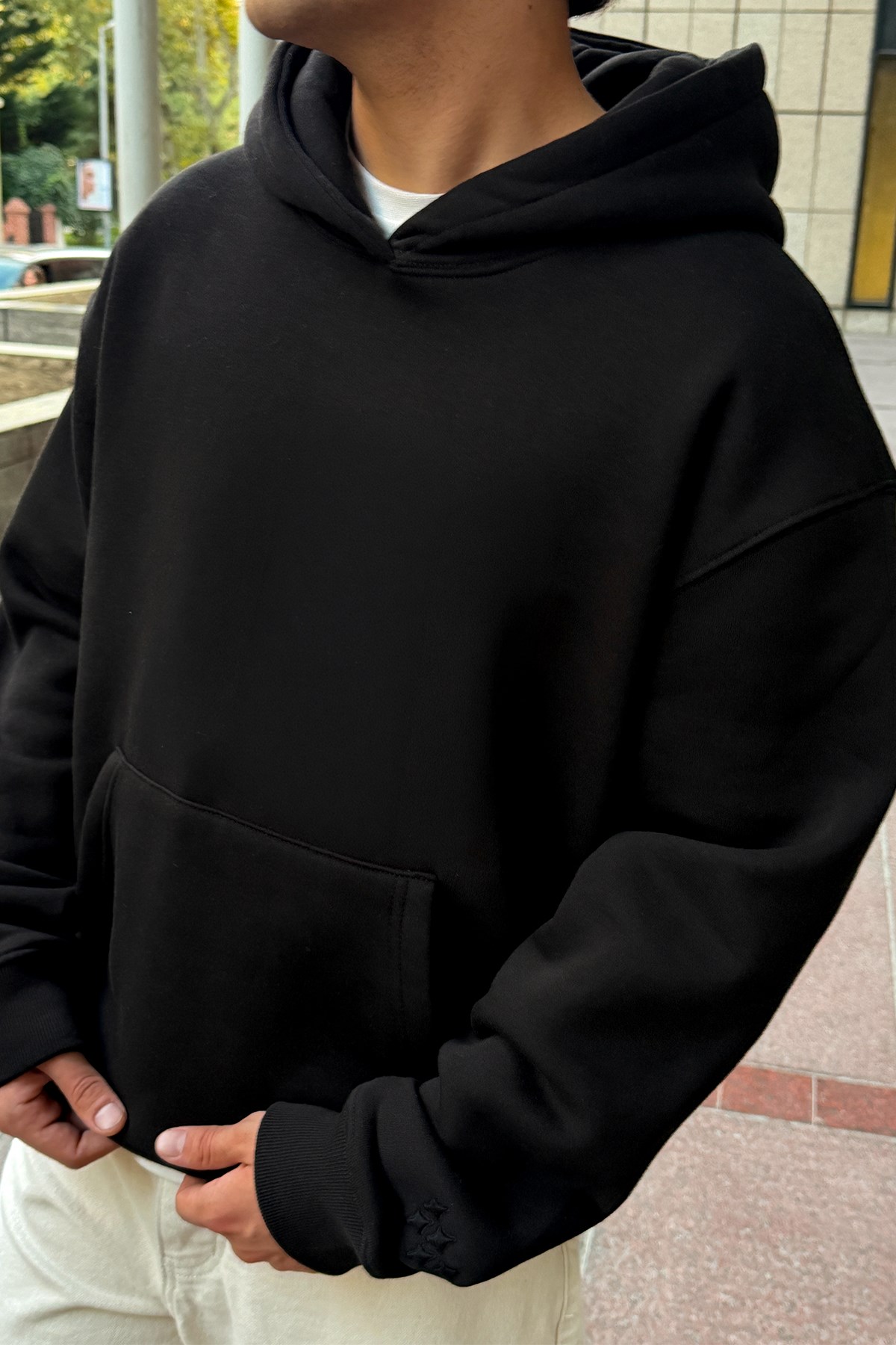 FW Star Cool Puff Black Relax Fit Hoodie