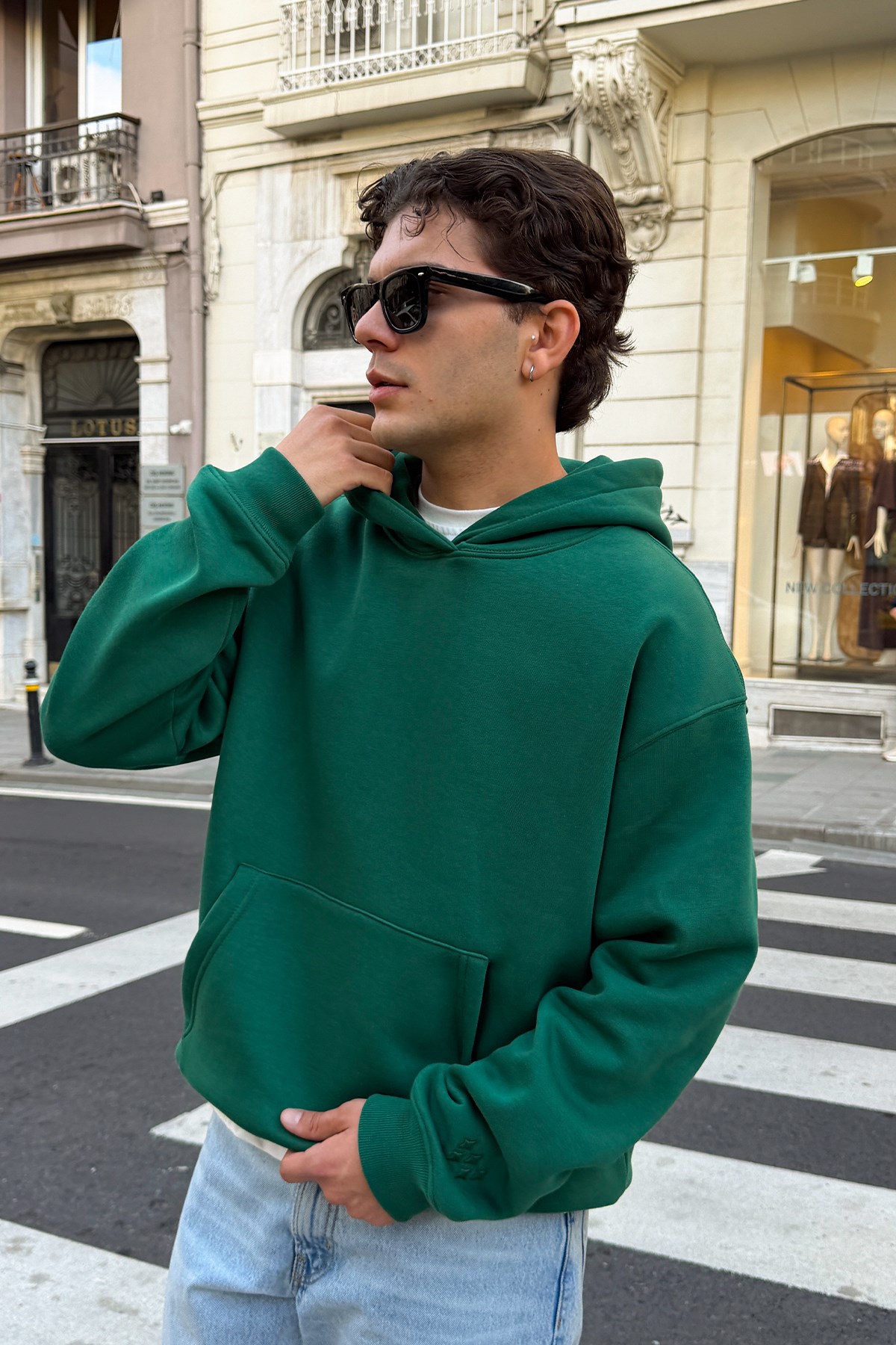 FW Star Cool Puff Green Relax Fit Hoodie