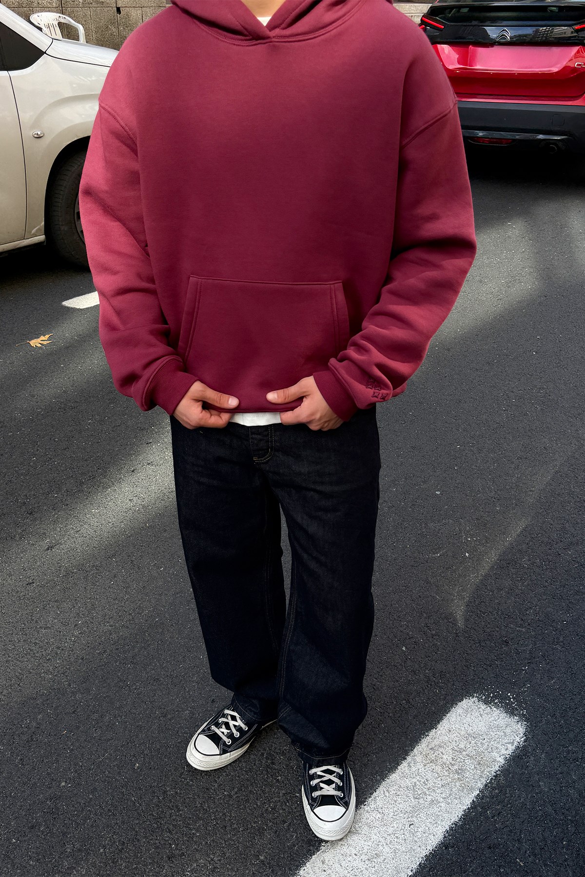 FW Star Cool Puff Burgundy Relax Fit Hoodie