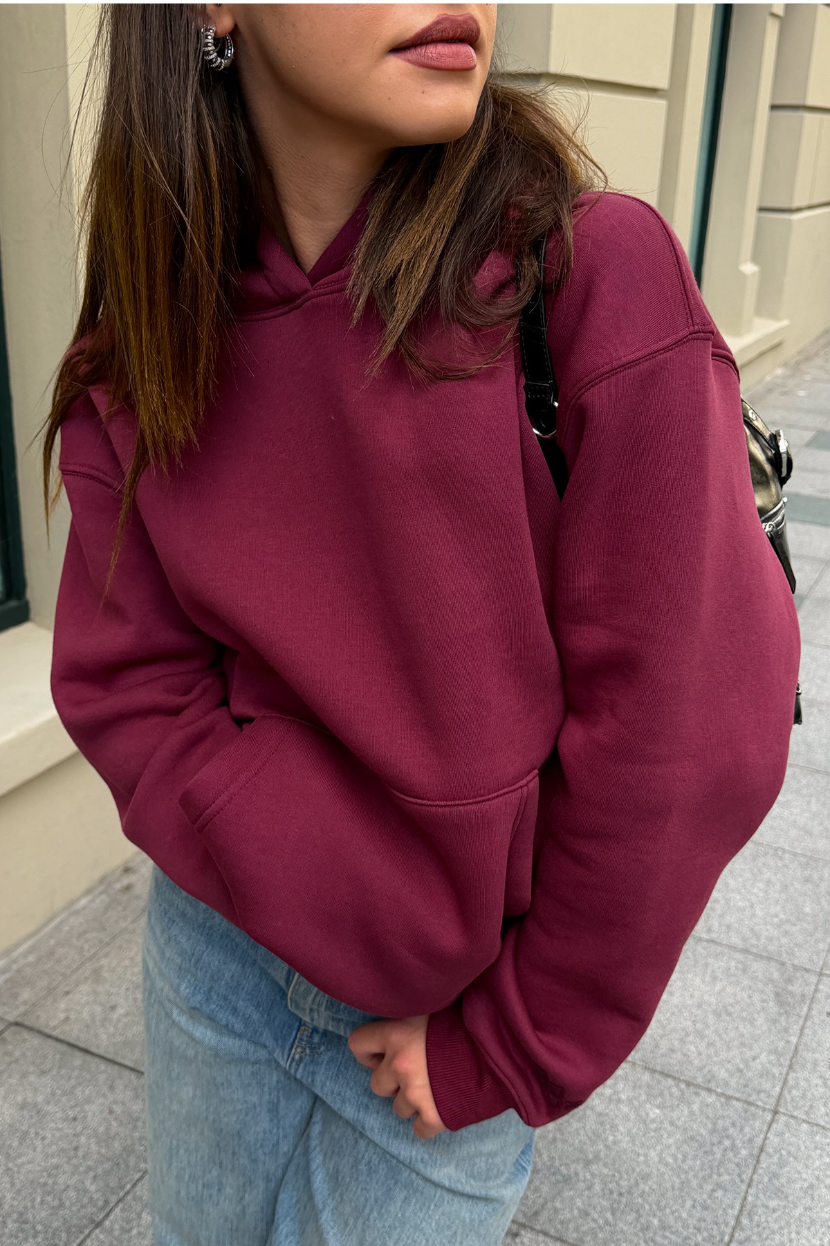 FW Star Cool Puff Burgundy Relax Fit Hoodie