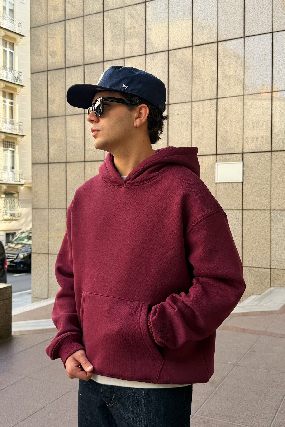 FW Star Cool Puff Burgundy Relax Fit Hoodie