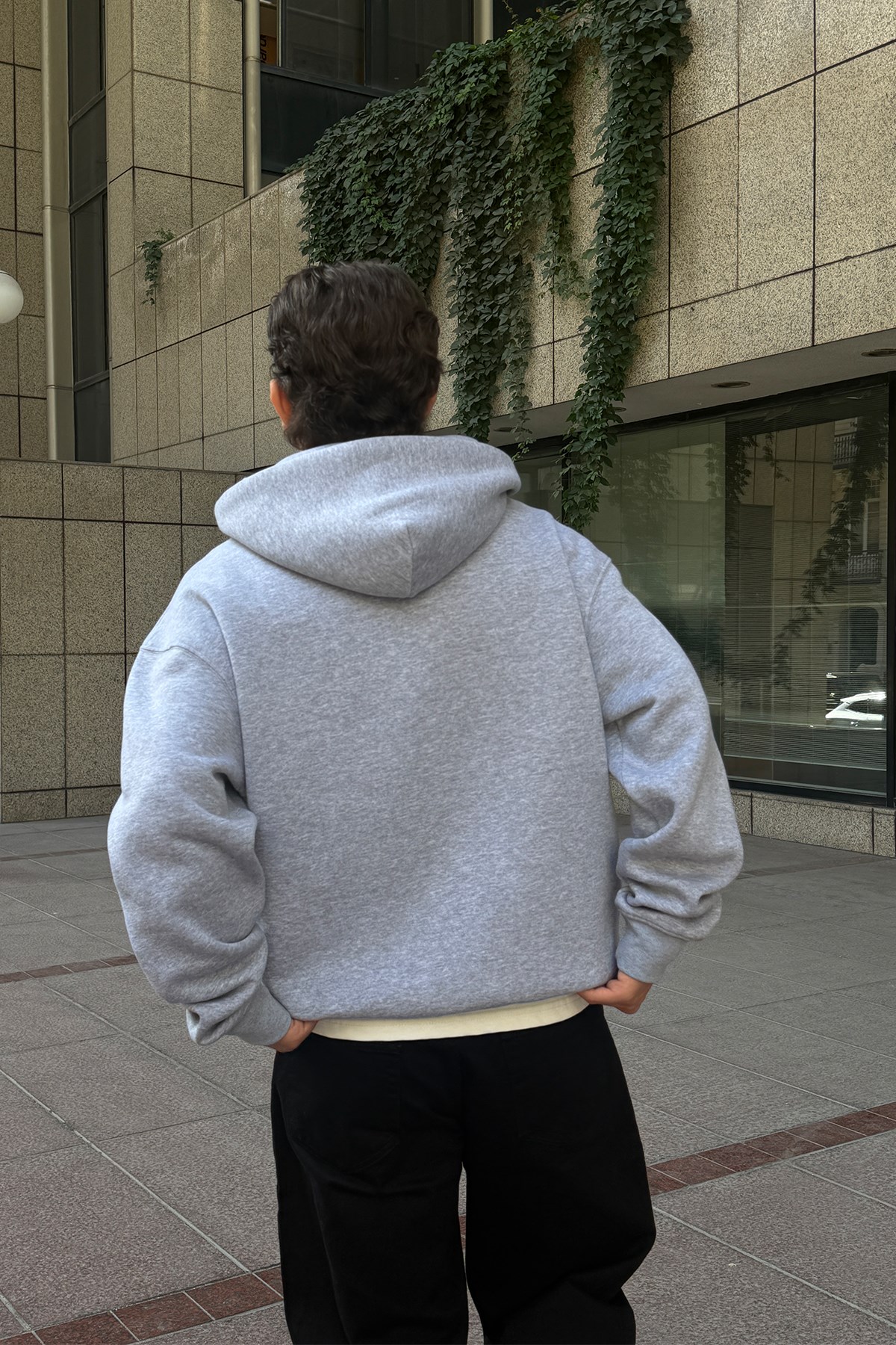 FW Star Cool Puff Melange Grey Relax Fit Hoodie