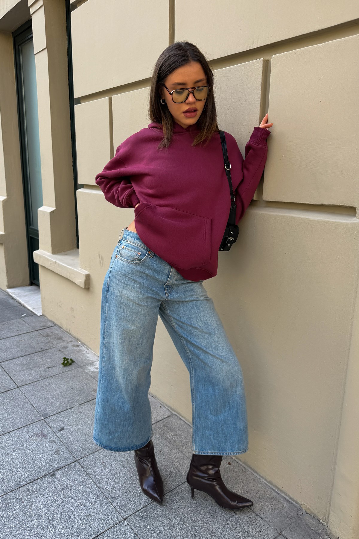 FW Star Cool Puff Burgundy Relax Fit Hoodie