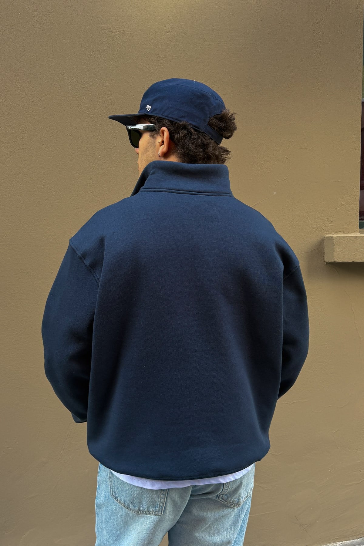 FW Star Cool Puff Relax Fit Navy Blue Half Zip Sweat