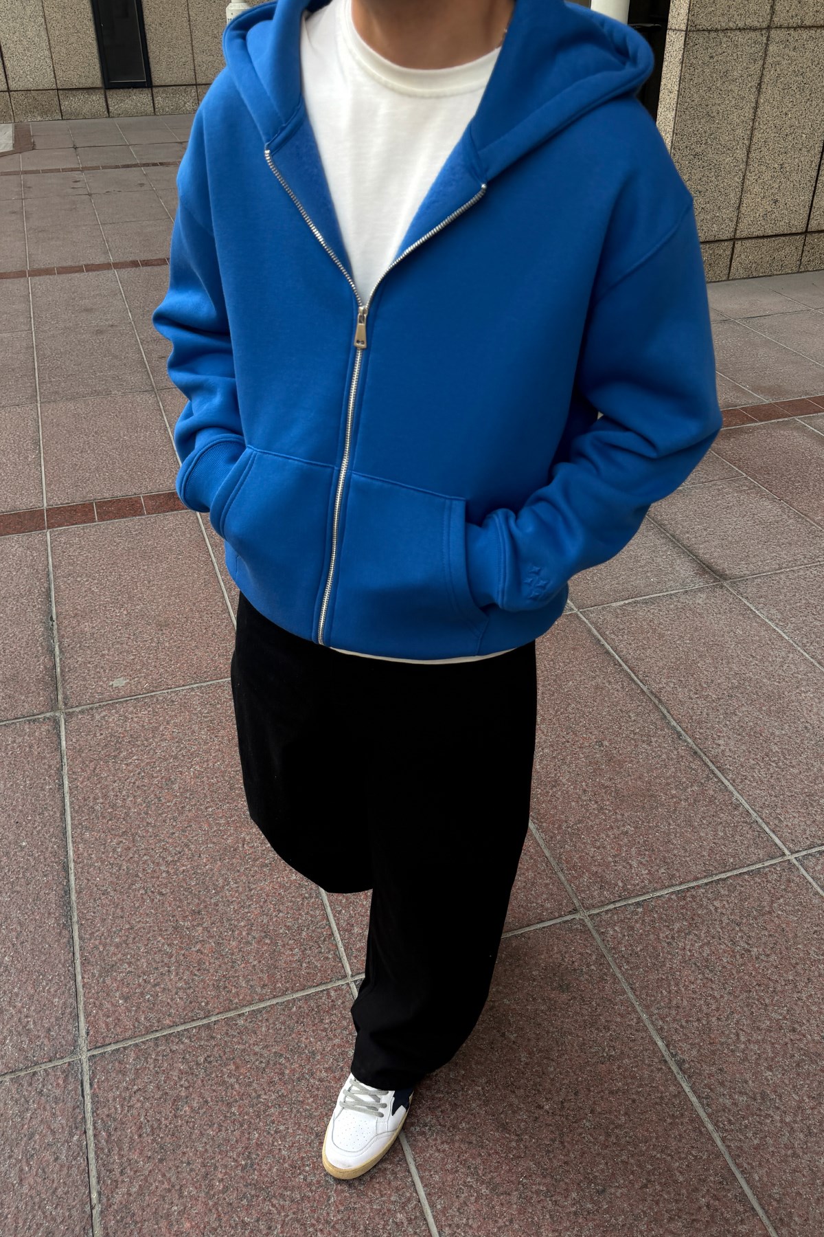 FW Star Cool Puff Relax Fit Saxe Blue Zip Hoodie