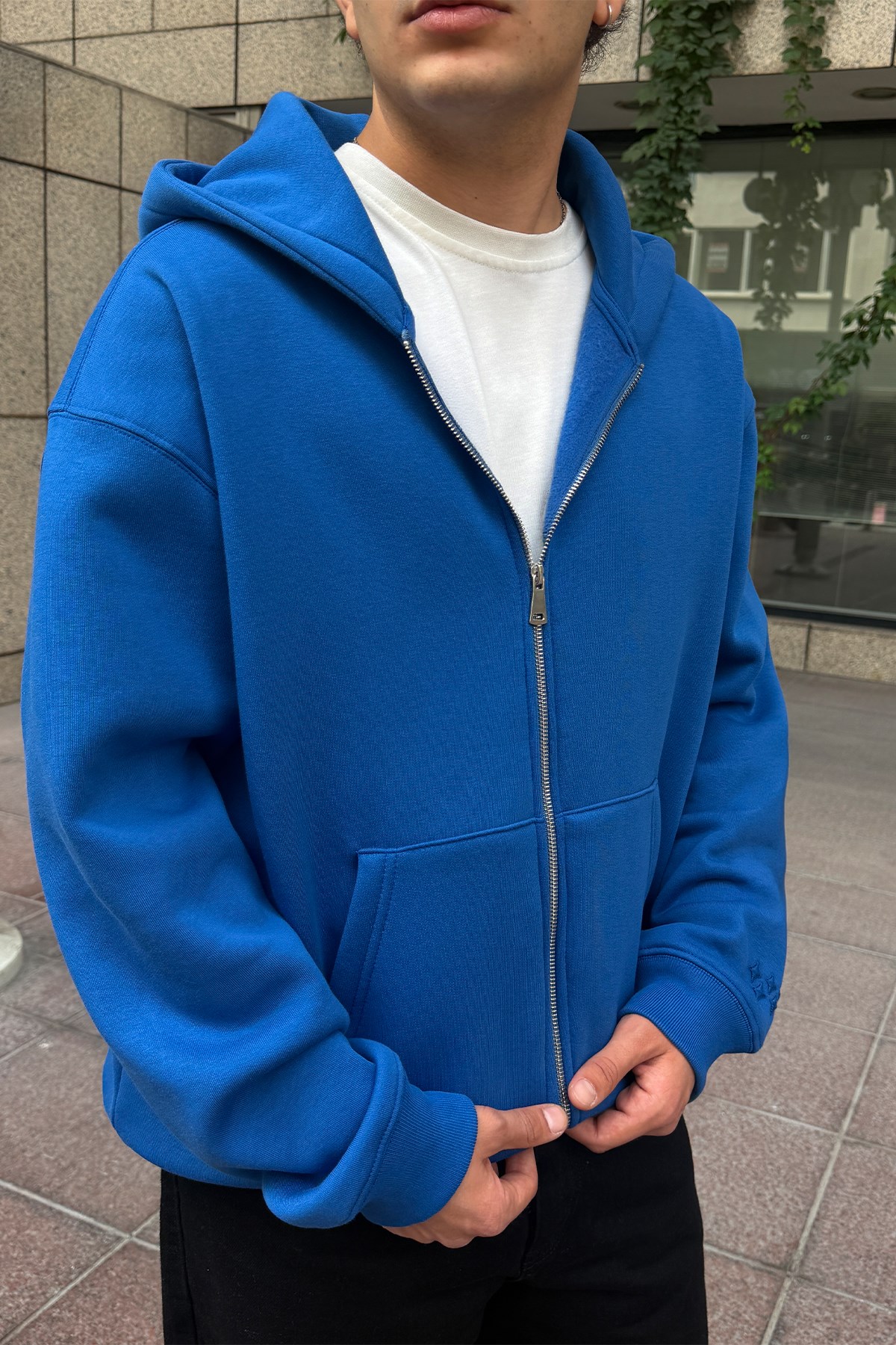 FW Star Cool Puff Relax Fit Saxe Blue Zip Hoodie