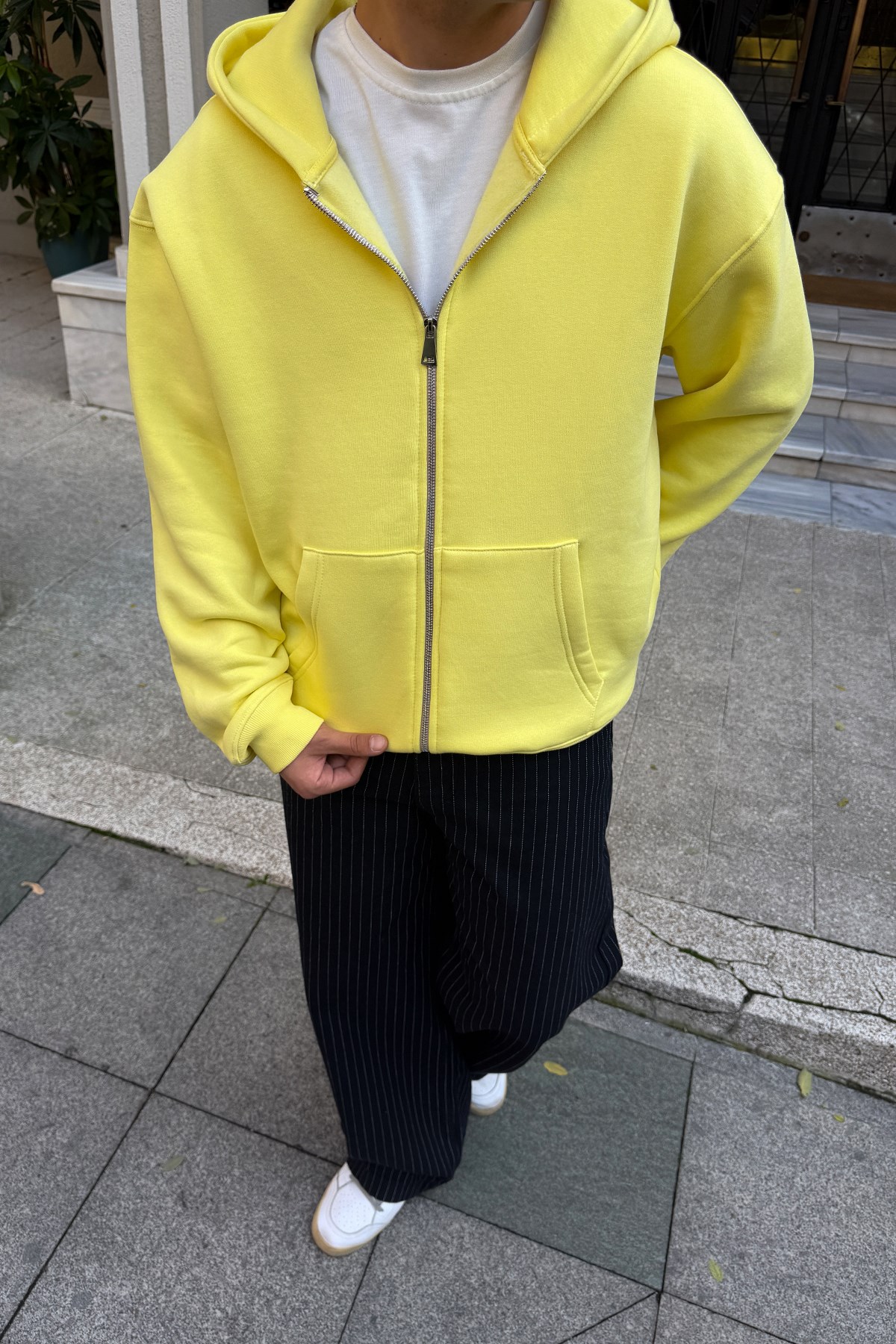 FW Star Cool Puff Relax Fit Yellow Zip Hoodie