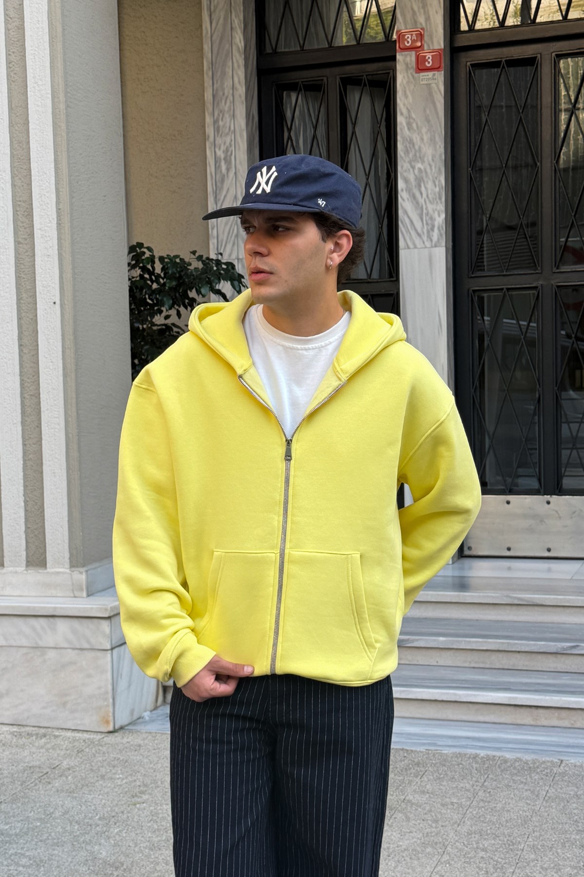 FW Star Cool Puff Relax Fit Yellow Zip Hoodie