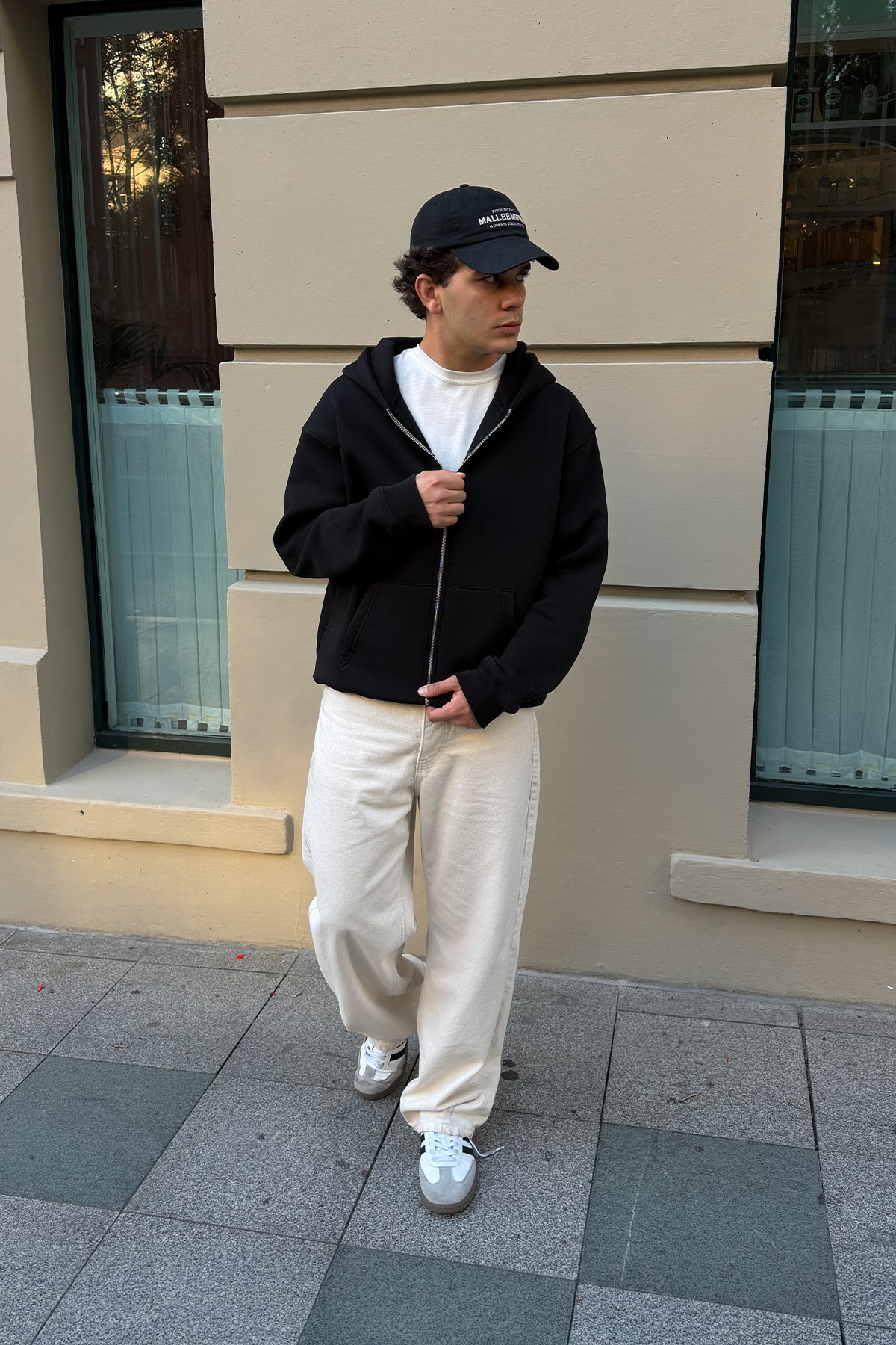 FW Star Cool Puff Relax Fit Black Zip Hoodie