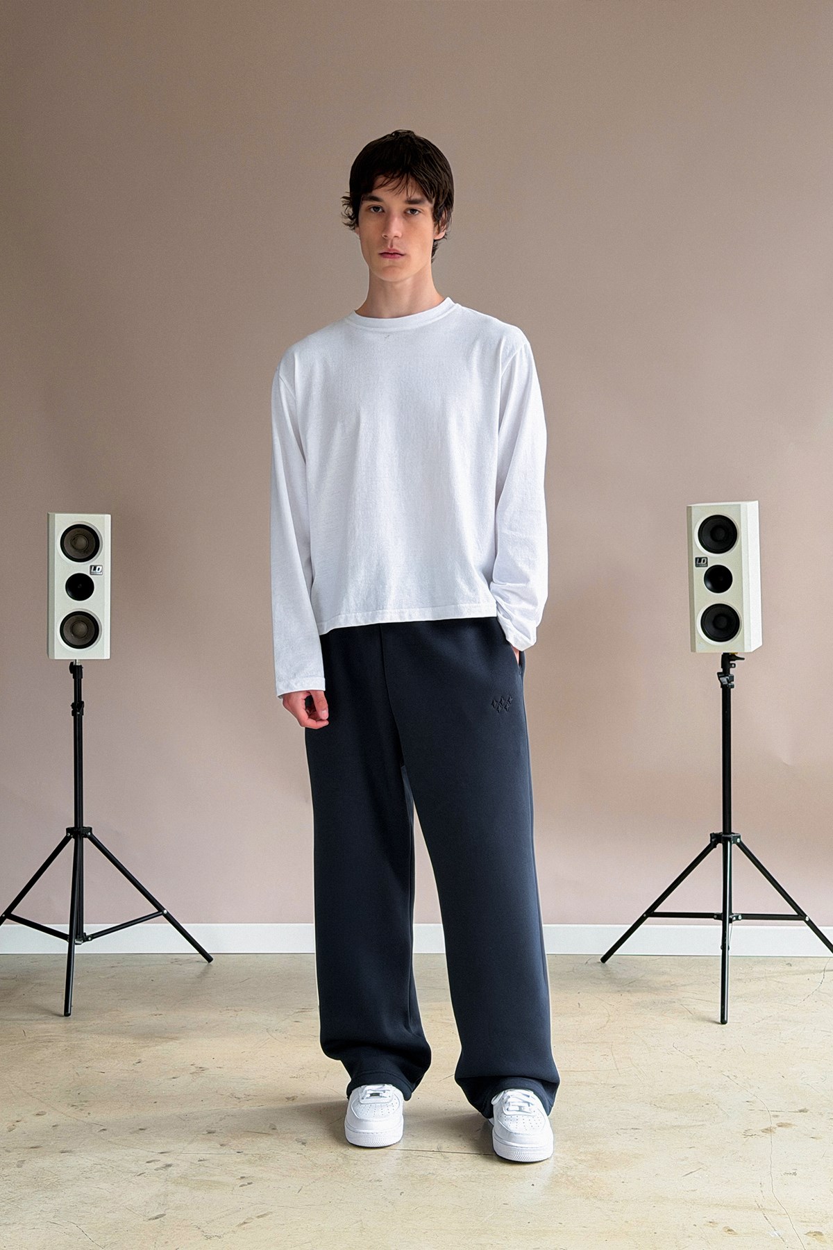 Toggle Cuff Navy Blue Baggy Sweatpants
