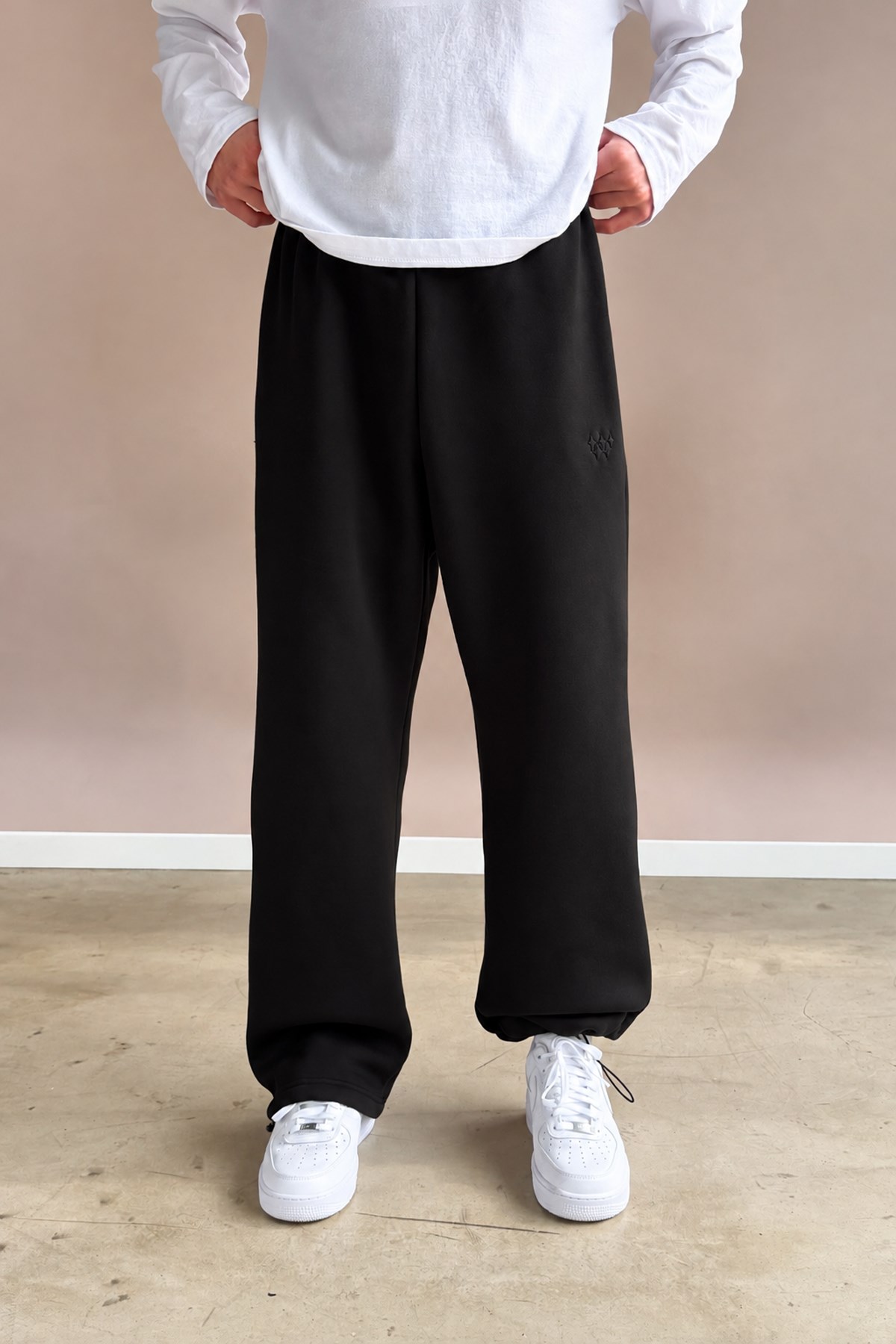 Toggle Cuff Black Baggy Sweatpants