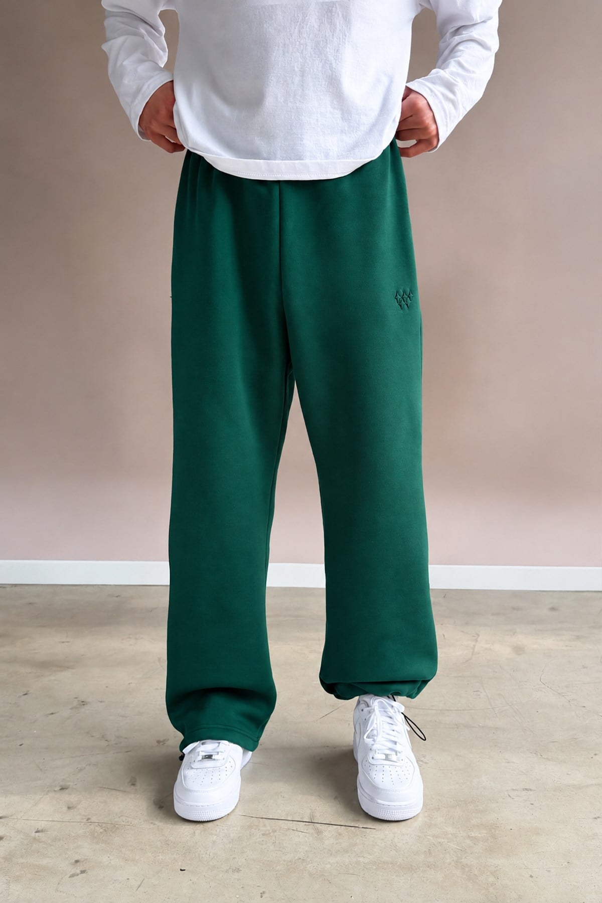Toggle Cuff Green Baggy Sweatpants