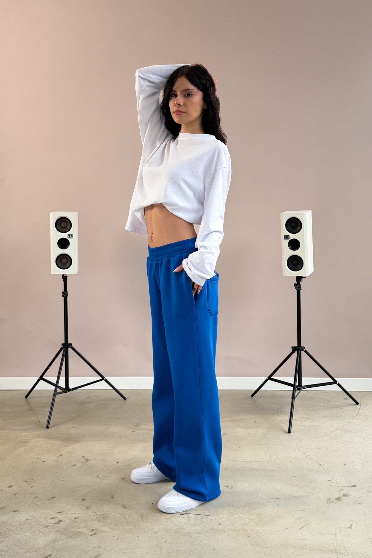Toggle Cuff Saxy Blue Baggy Sweatpants