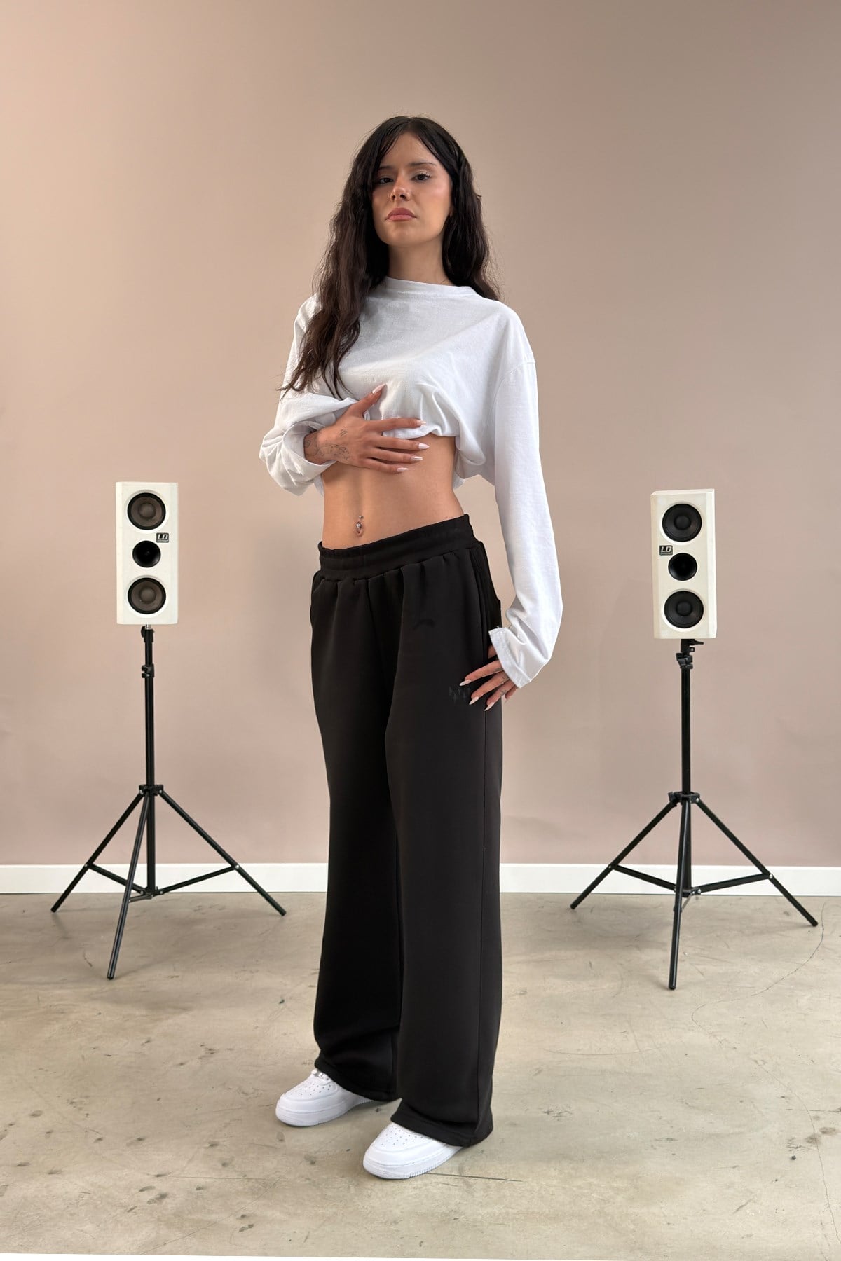 Toggle Cuff Black Baggy Sweatpants