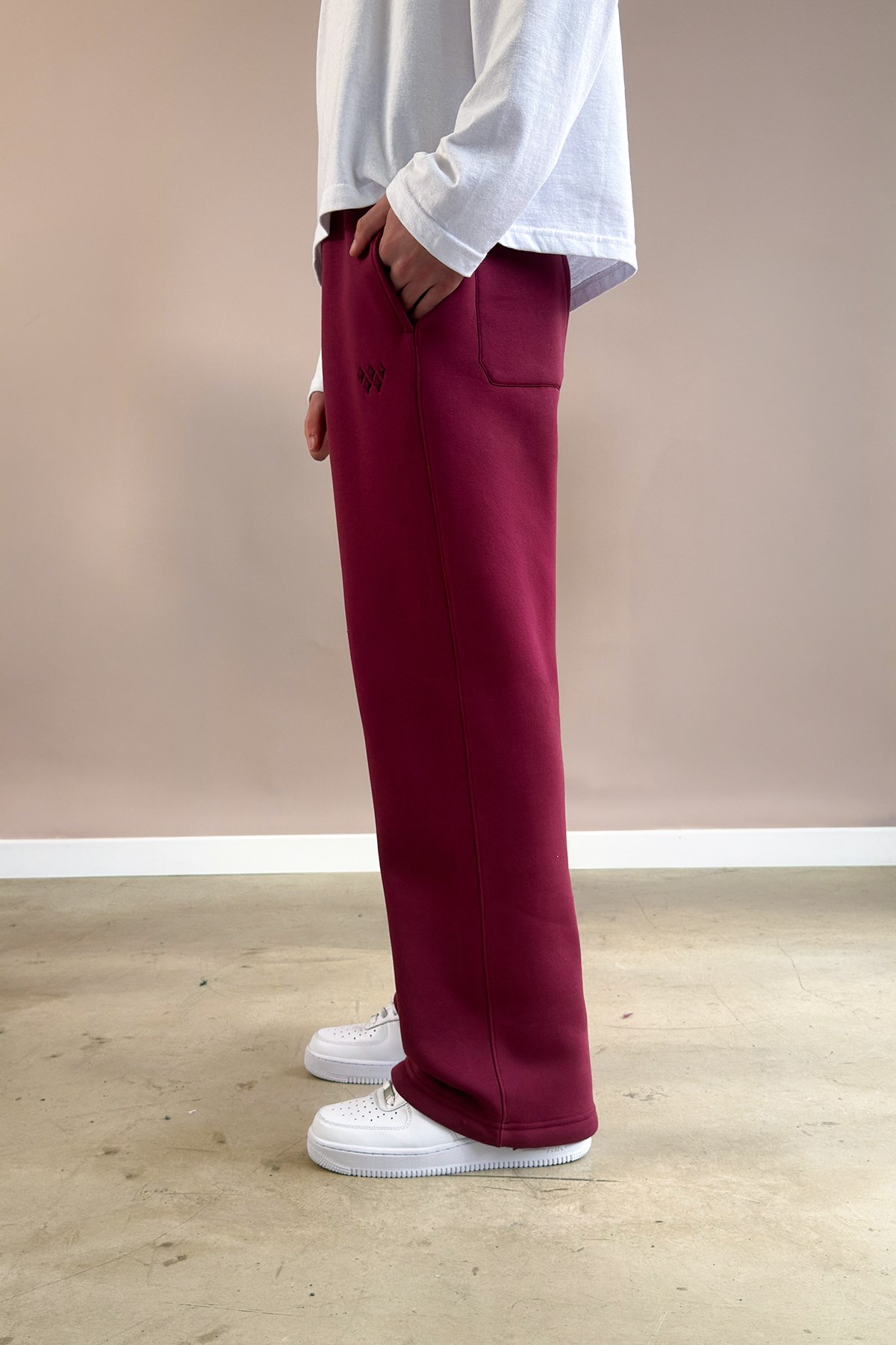 Toggle Cuff Burgundy Baggy Sweatpants