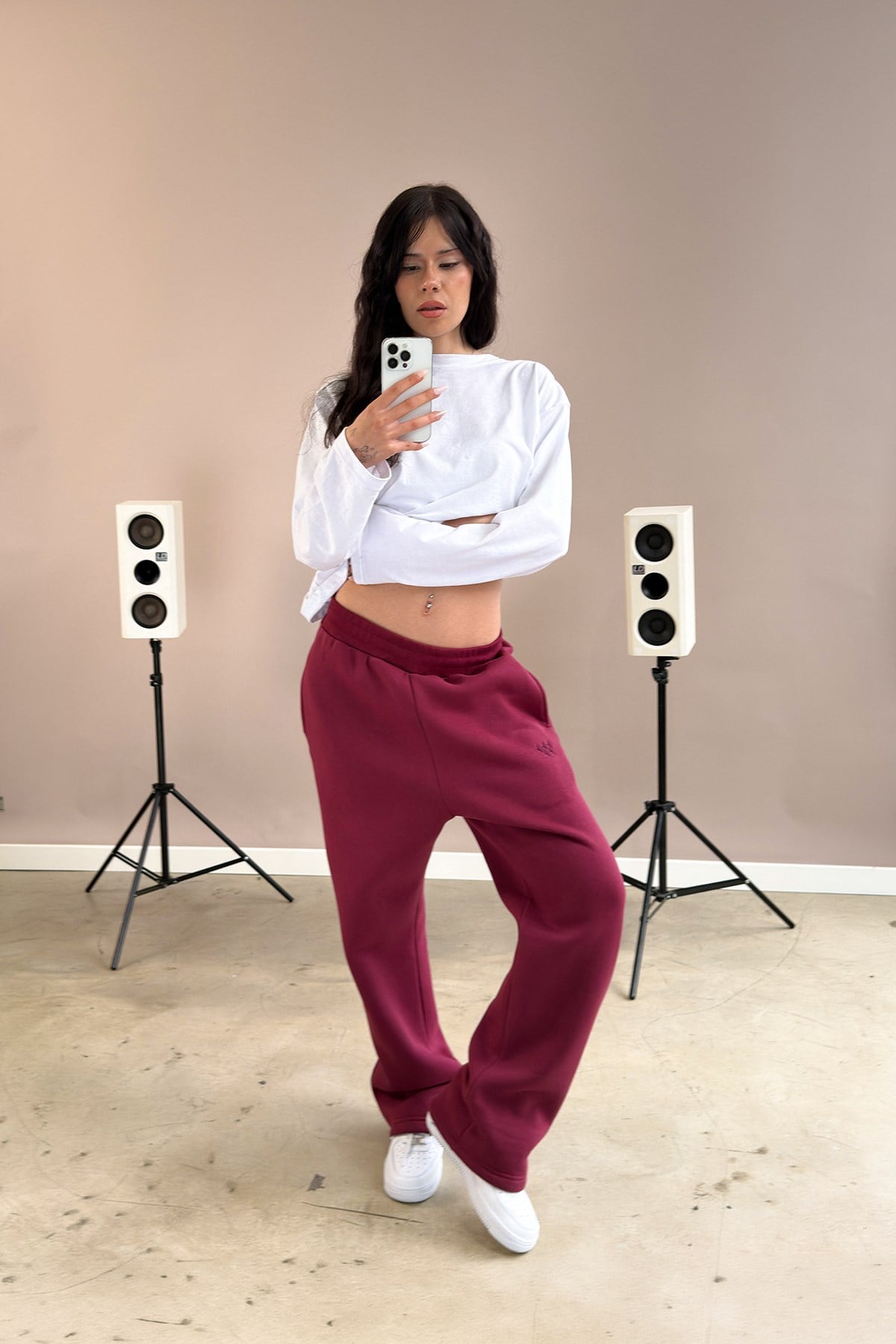 Toggle Cuff Burgundy Baggy Sweatpants