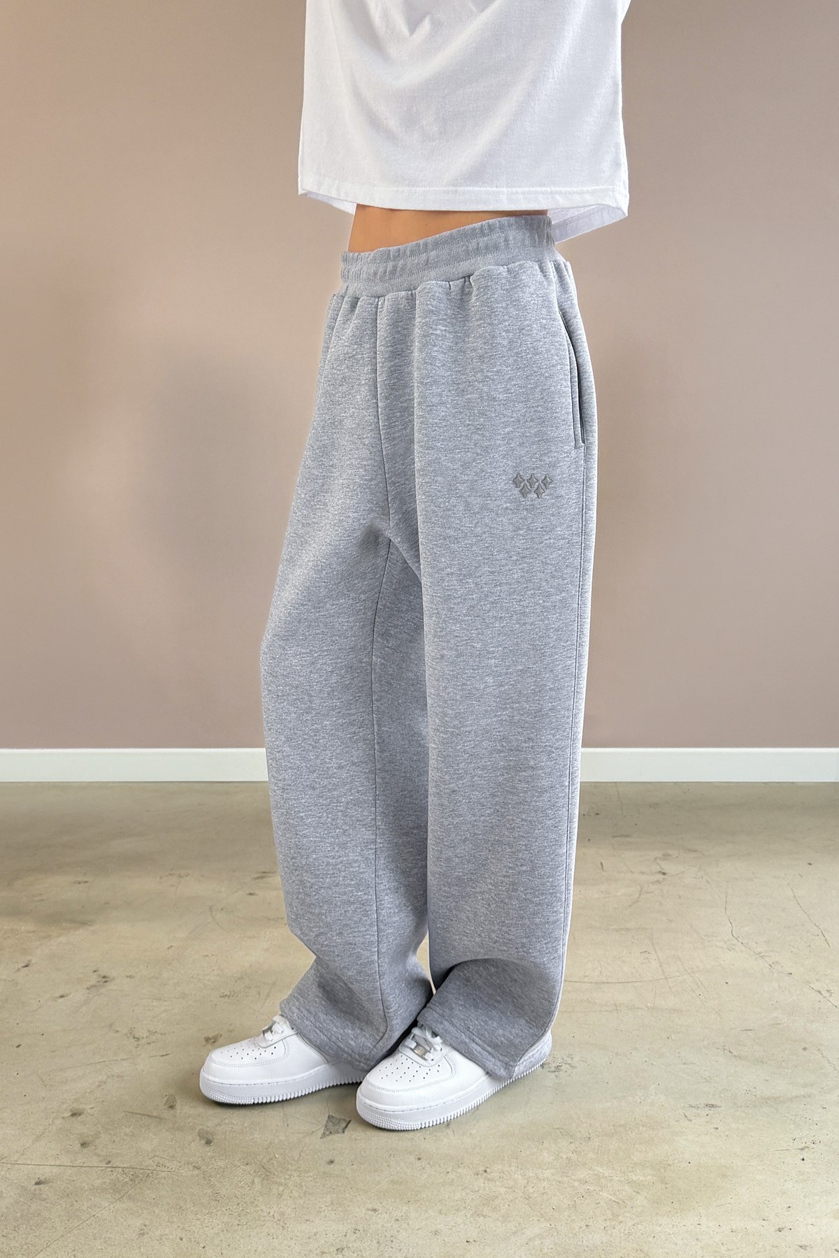 Toggle Cuff Melange Baggy Sweatpants