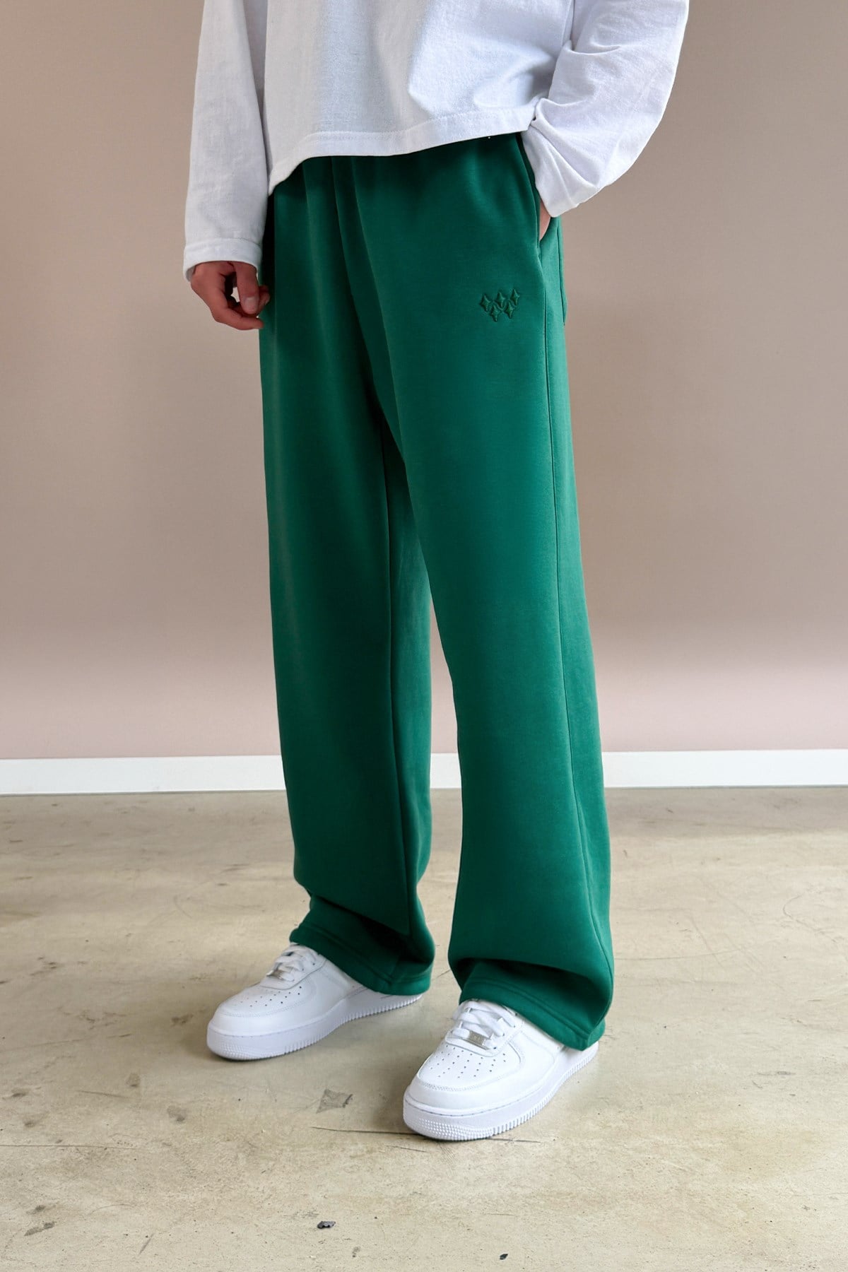 Toggle Cuff Green Baggy Sweatpants