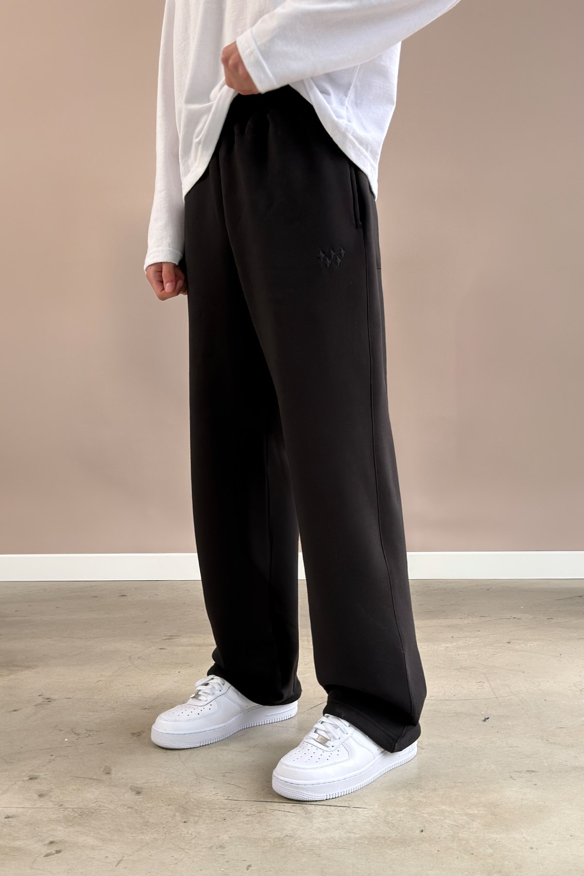 Toggle Cuff Black Baggy Sweatpants