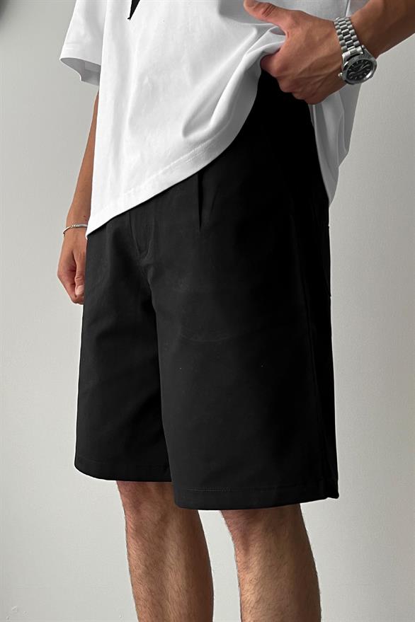 Gabardin Kumaş Basic Şort Siyah
