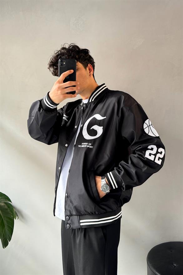 Gns Nakışlı Oversize Kolej Ceket