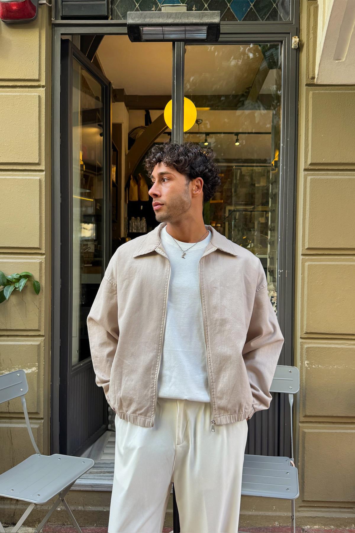 Gömlek Yaka Bomber İnce Ceket