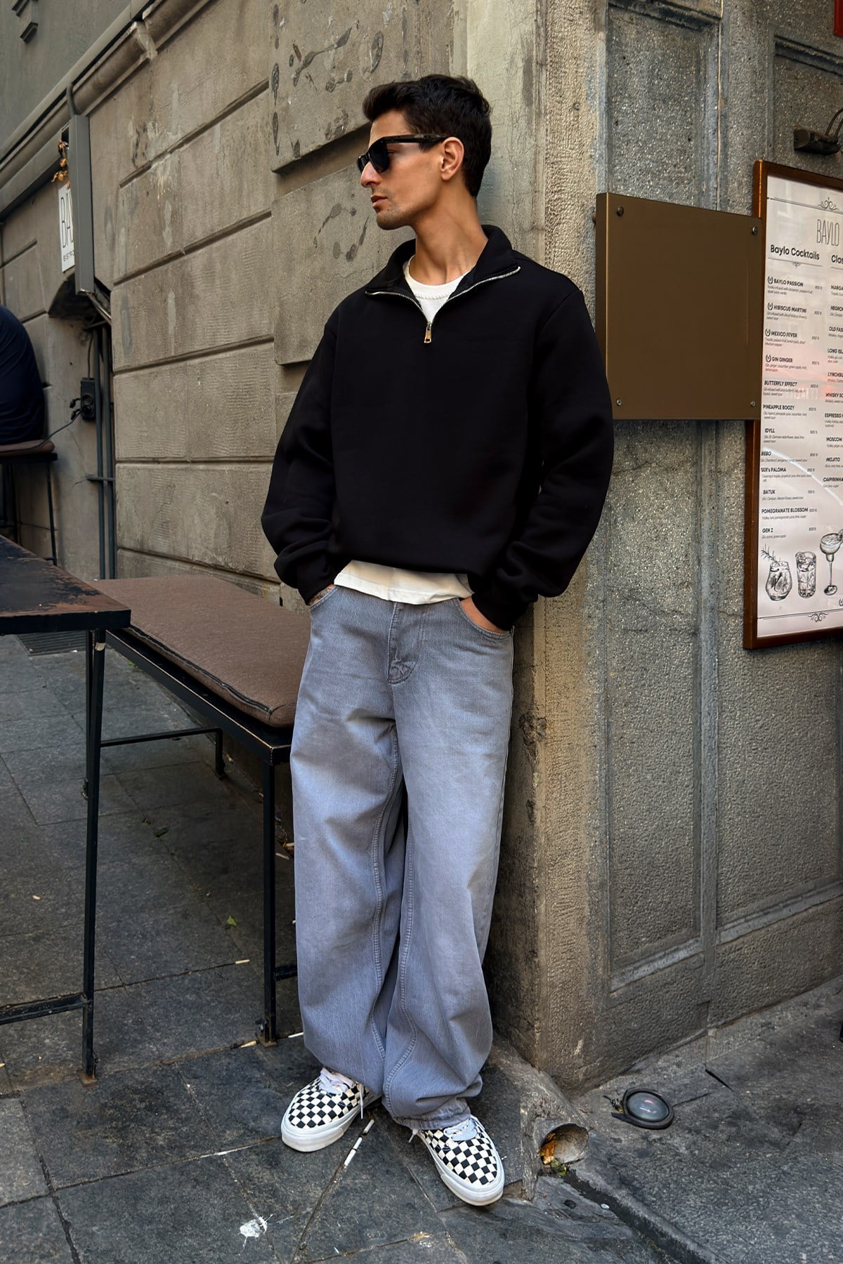 Black Half Zip Sweat