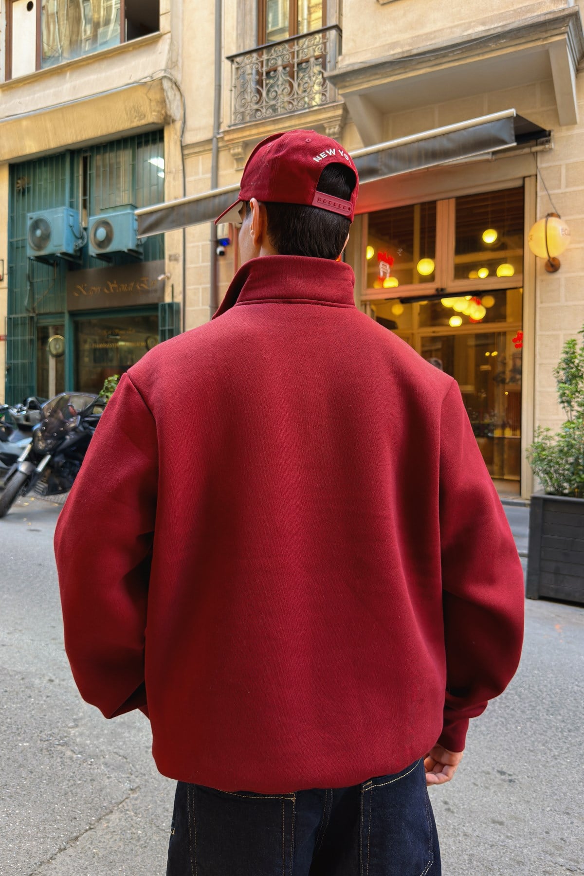 Wine Red Half Zip Sweat
