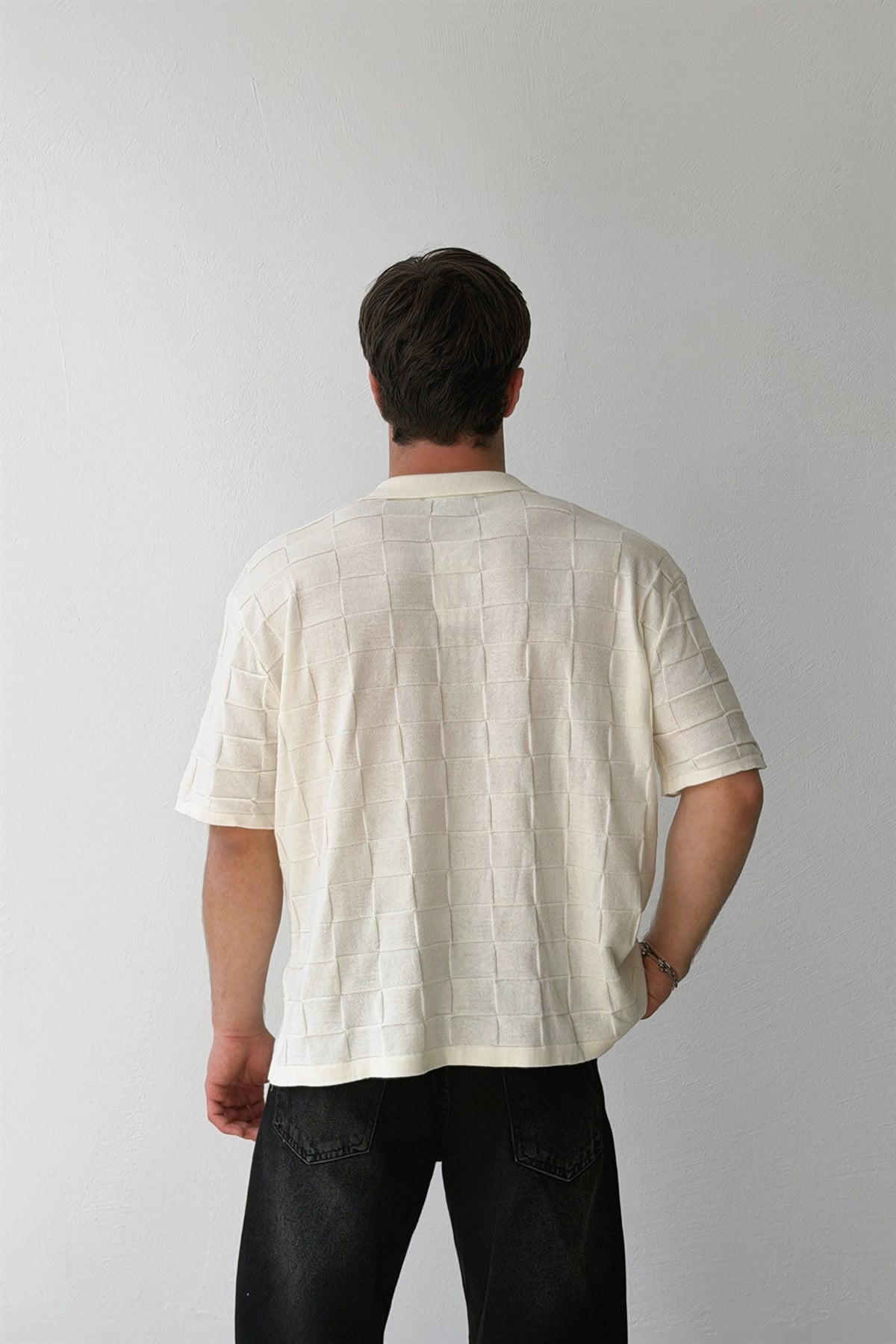 Half Zip Classic Ace Nakışlı Triko Tişört