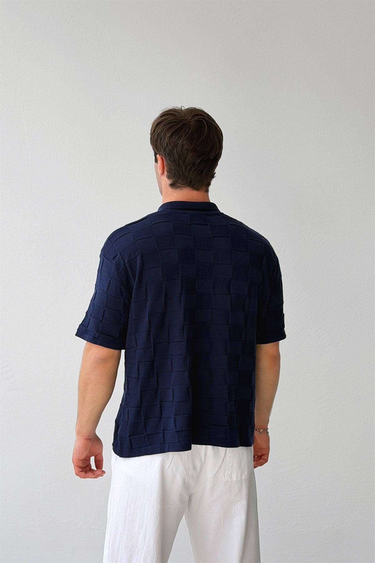 Half Zip Classic Ace Nakışlı Triko Tişört