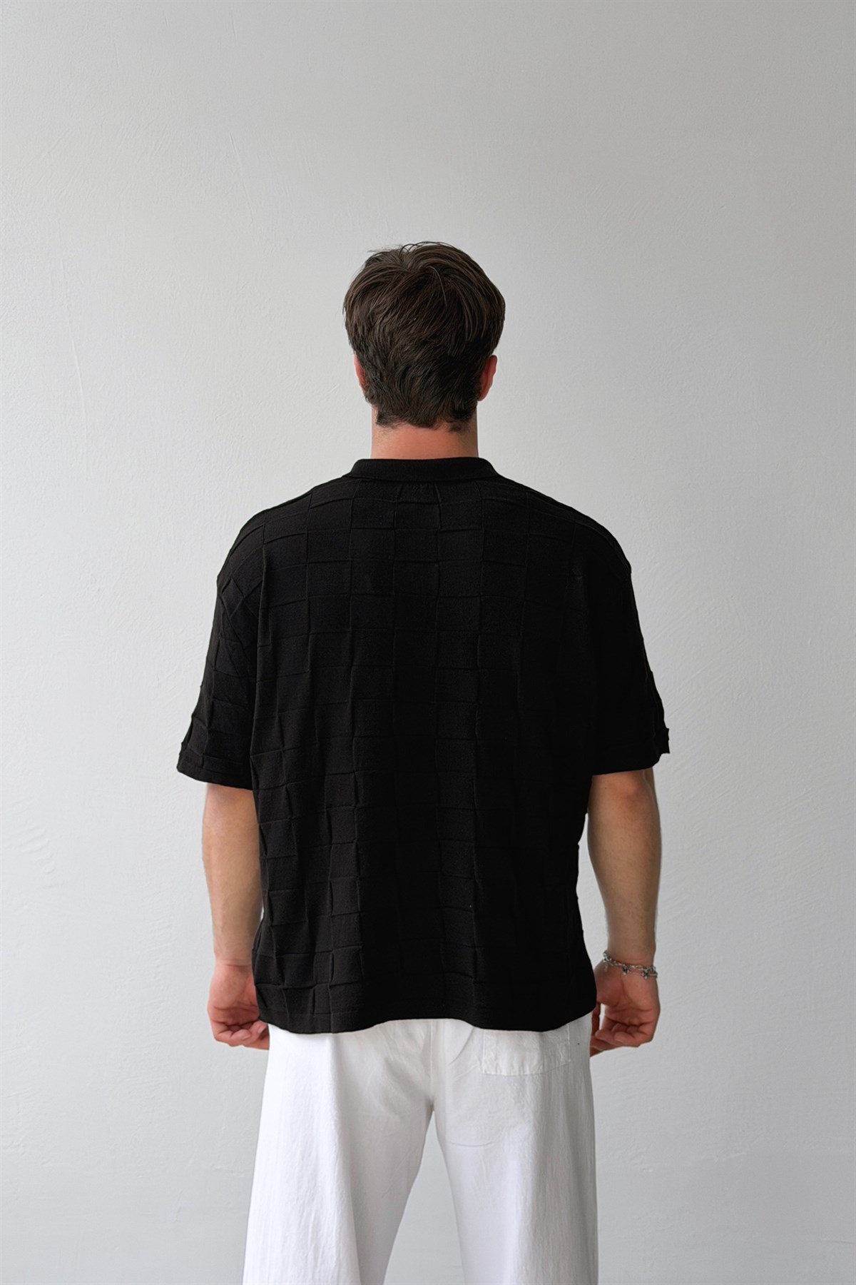 Half Zip Classic Ace Nakışlı Triko Tişört