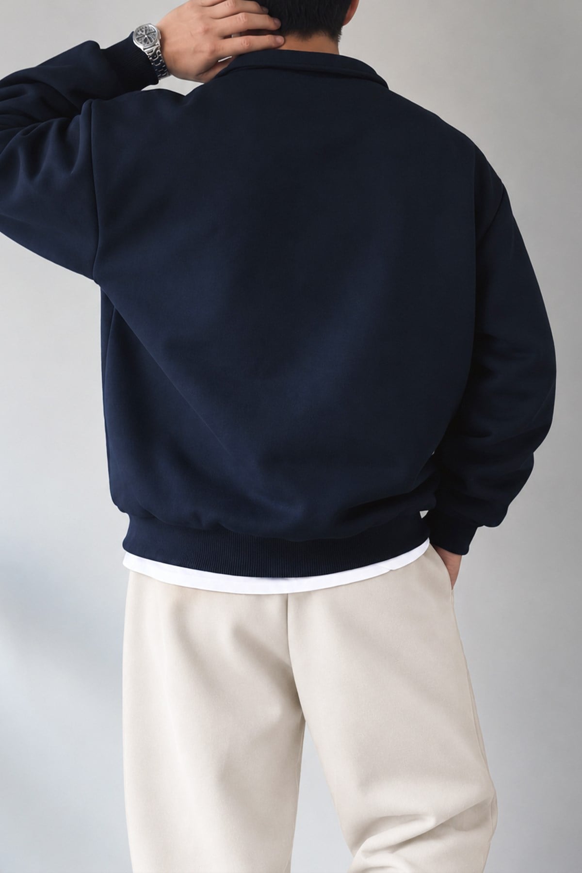 Half Zip Oversize Polo Yaka Sweatshirt