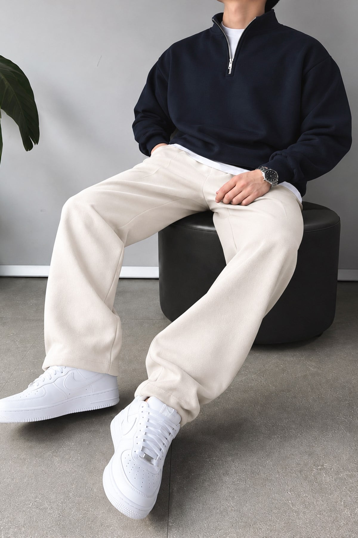 Half Zip Oversize Polo Yaka Sweatshirt