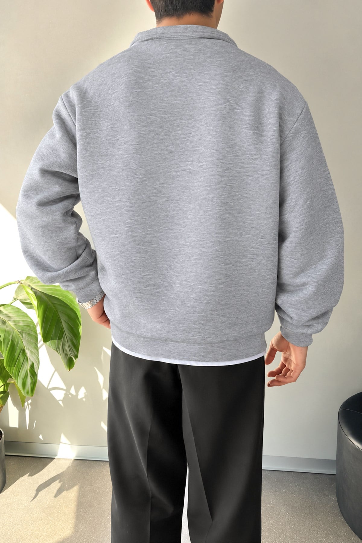 Half Zip Oversize Polo Yaka Sweatshirt