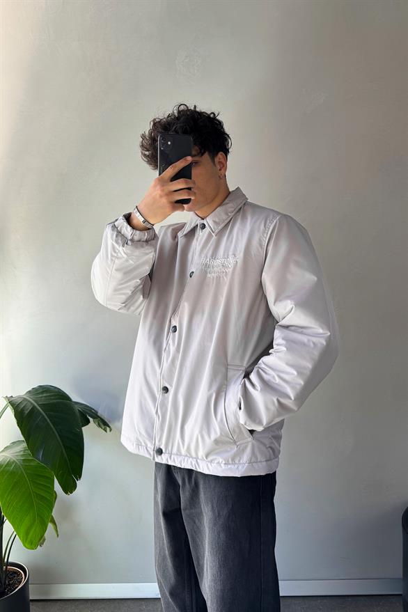 Hardstone Nakışlı Oversize Ceket Gri