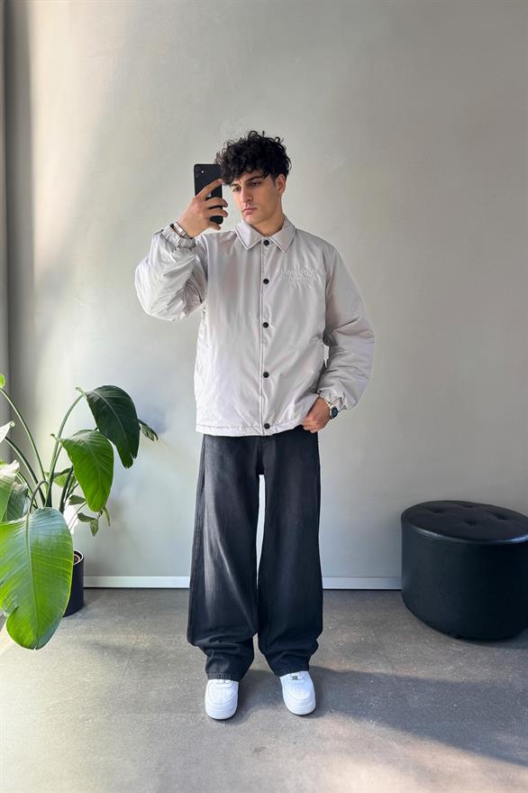 Hardstone Nakışlı Oversize Ceket Gri