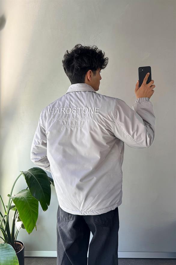 Hardstone Nakışlı Oversize Ceket Gri