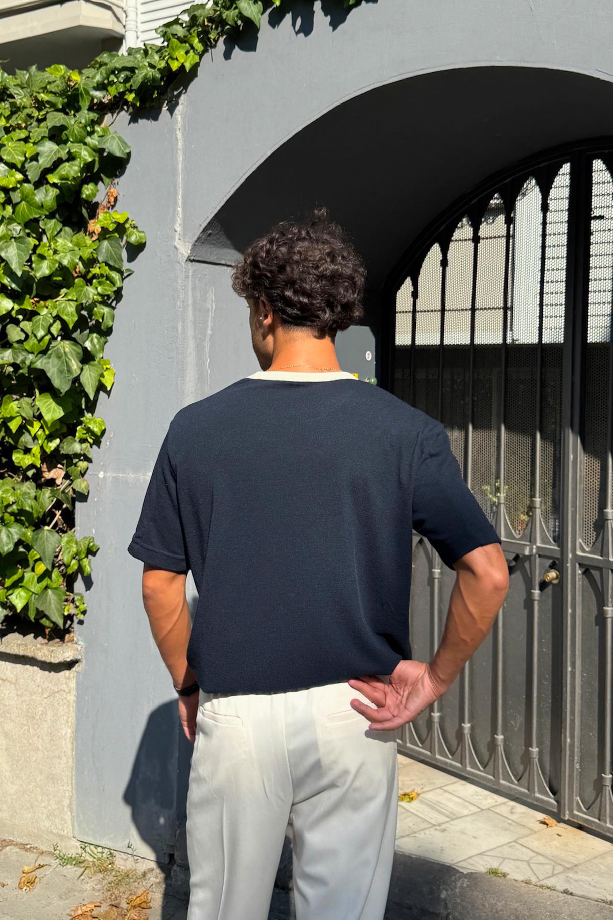 Havlu Kumaş 90`S Tişört Lacivert