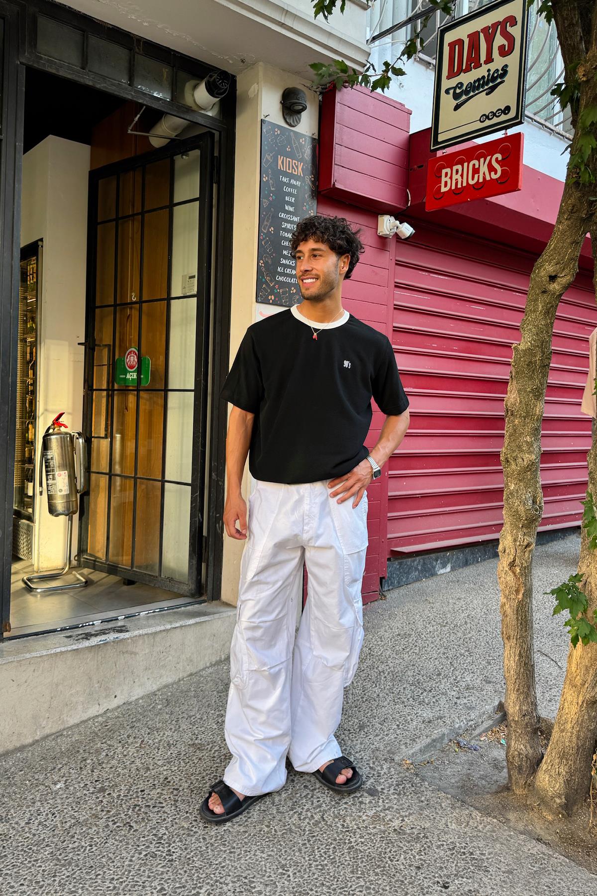 Havlu Kumaş 90`S Tişört Siyah