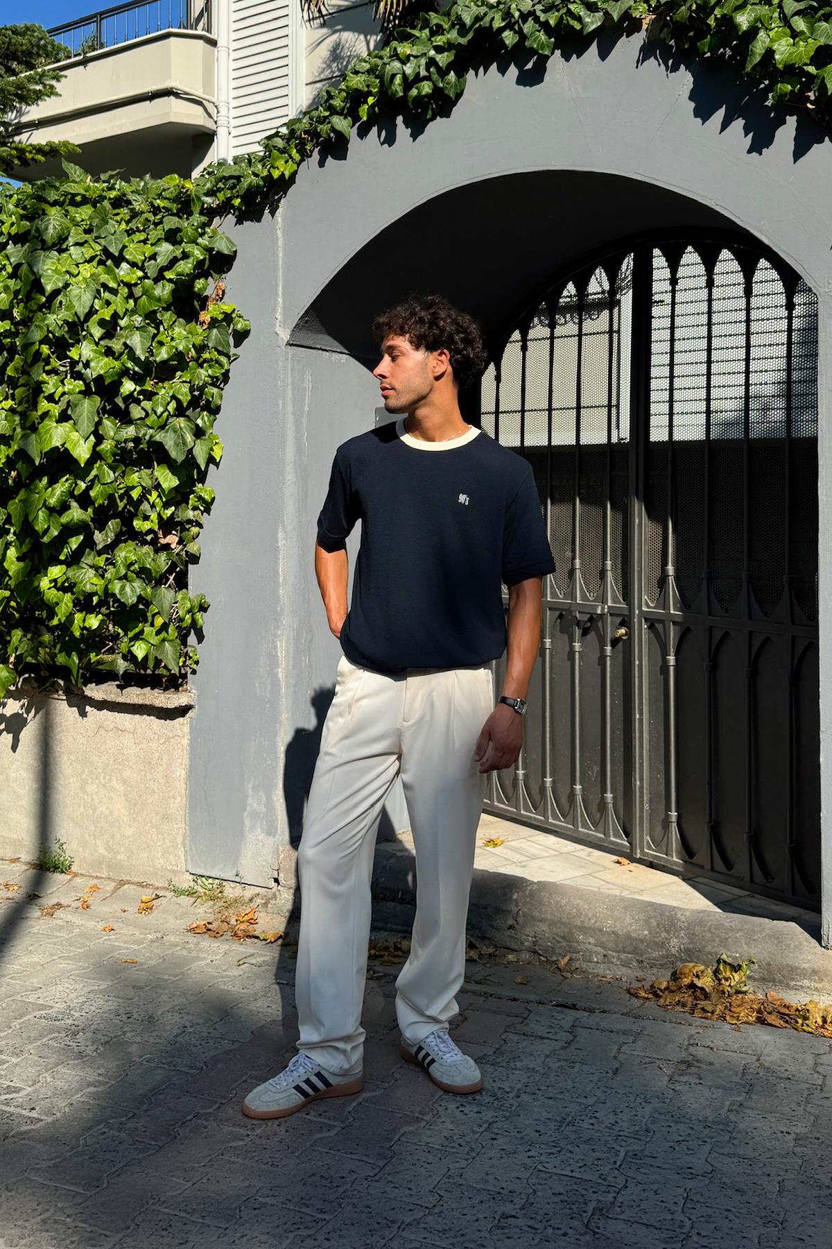 Havlu Kumaş 90`S Tişört Lacivert