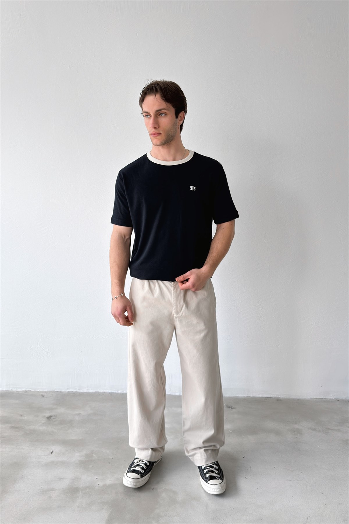 Havlu Kumaş 90`S Tişört Siyah