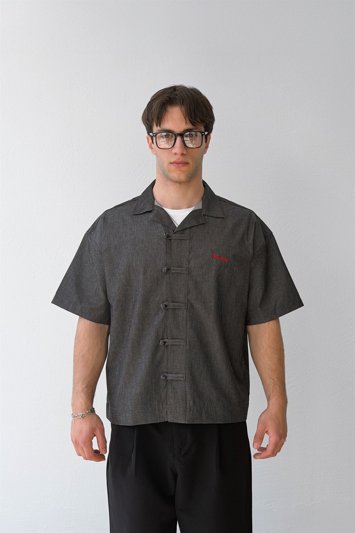 History Nakışlı Kimono Gömlek