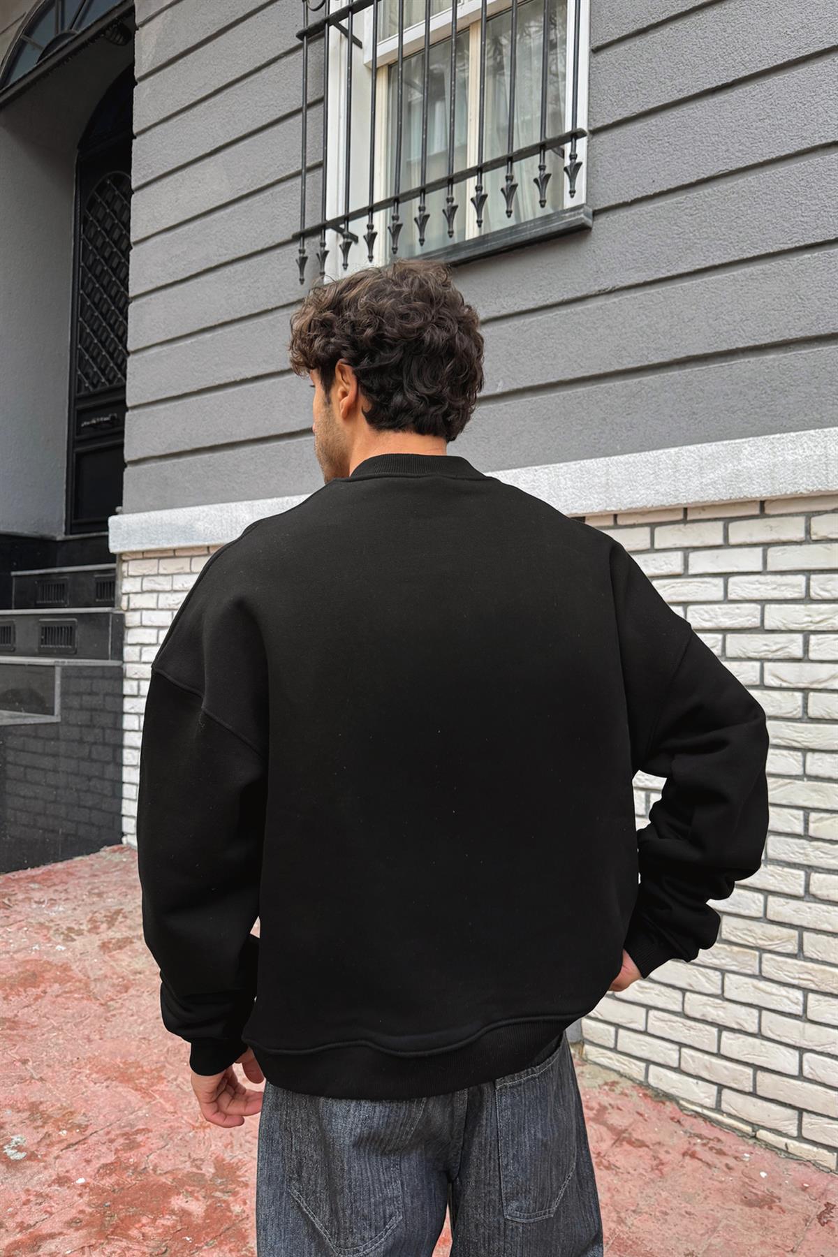Nakışlı Half Zip Sweatshirt