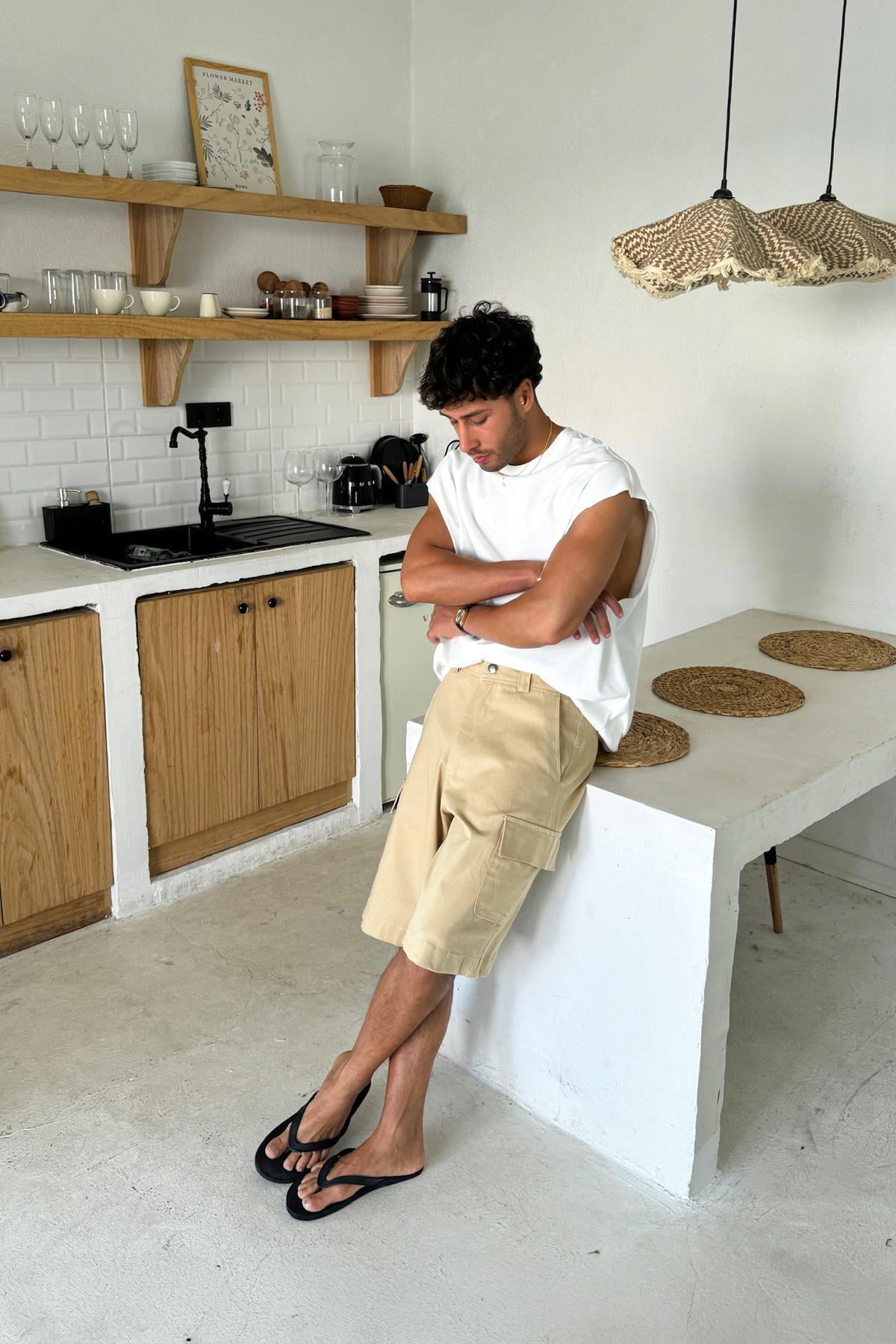 Camel Kargo Cepli Gabardin Şort Bej