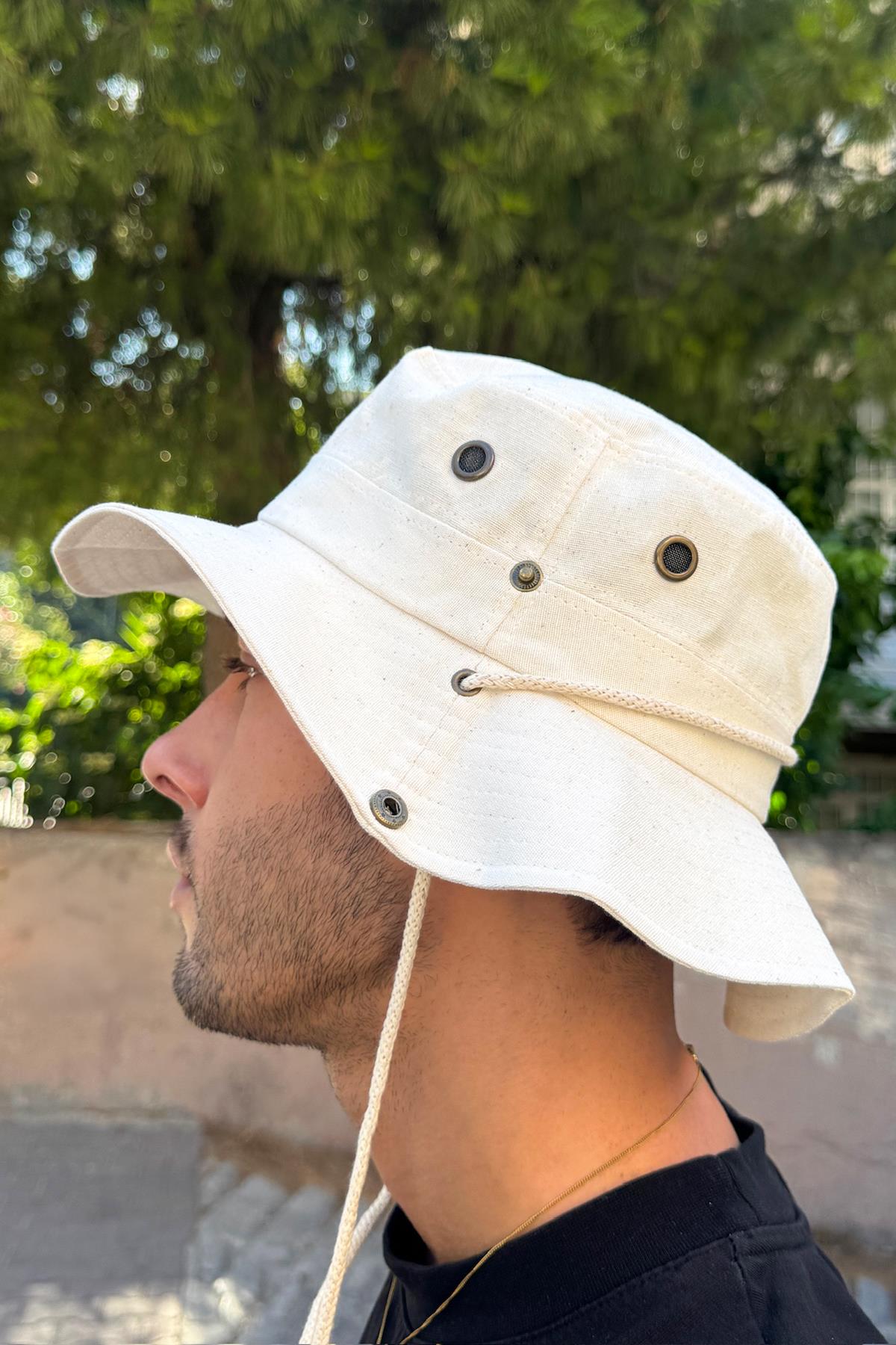 Katlanabilir Safari Şapka Ekru